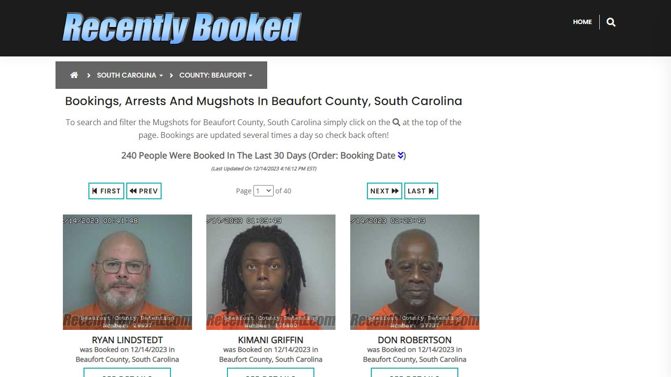 Bookings, Arrests and Mugshots in Beaufort County, South Carolina