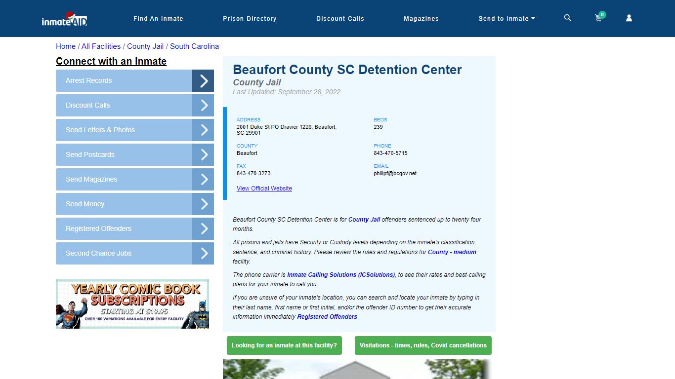 Beaufort County SC Detention Center - Inmate Locator - Beaufort, SC